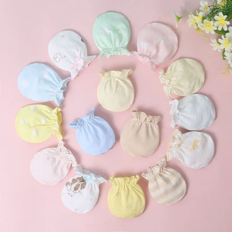 Wholesale 100% Organic Cotton Mitten  Cheap Work Gloves Breathable Newborn Great Sale Colorful Baby Hand With No Thumb