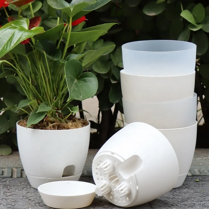 Clear Self Watering Pots for Indoor Plants Plastic Transparent Orchid Plant Pots with Drainage Holes