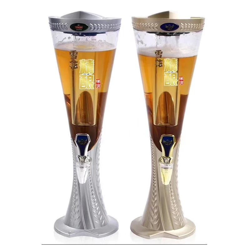 Customized 3L led plastic draft beer tap tower cooler tube dispenser beer tower draft beer dispenser