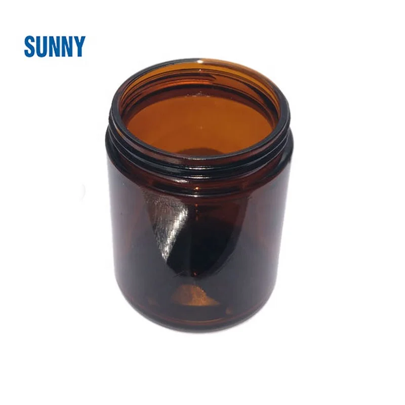 8oz 16oz 250ml 500ml 1000ml amber wide mouth glass jar with cap amber glass jar candle Empty Glass Jar With Aluminum Metal Lid