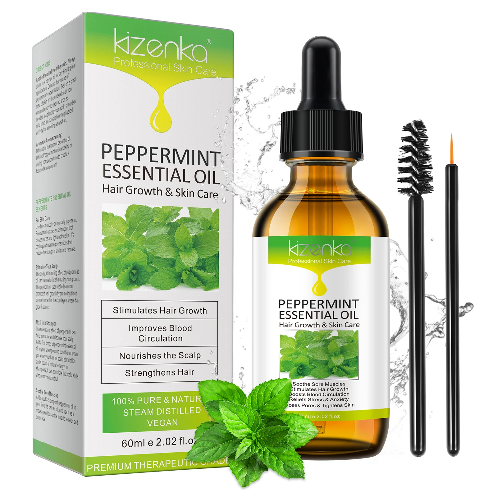Kizenka Peppermint Essential Oil 100% Natural Therapeutic Grade Premium Quality Peppermint Oil for Aromatherapy and Relaxation