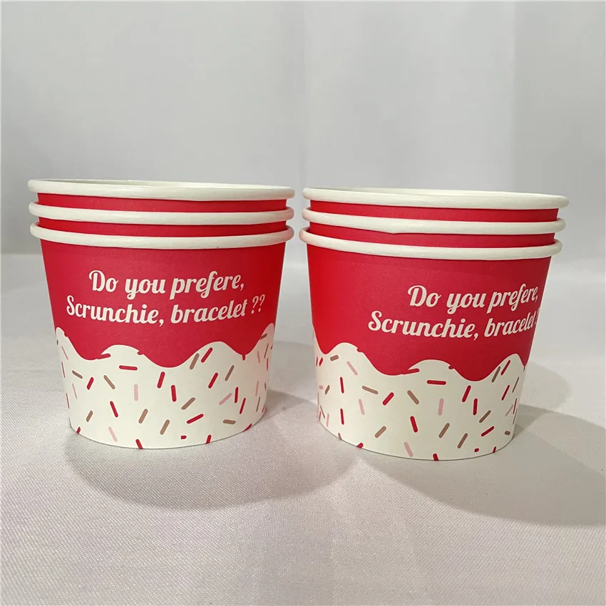 Wholesale custom cups recyclable Disposable ice cream with lid paper ice cream cup