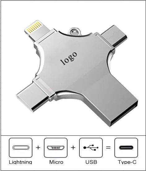 Otg Usb флэш-накопитель для Iphone 256 ГБ 512 Гб 64 3 0 карта памяти внешнее хранилище Ios/Android/Type C/Windows устройства 4 в