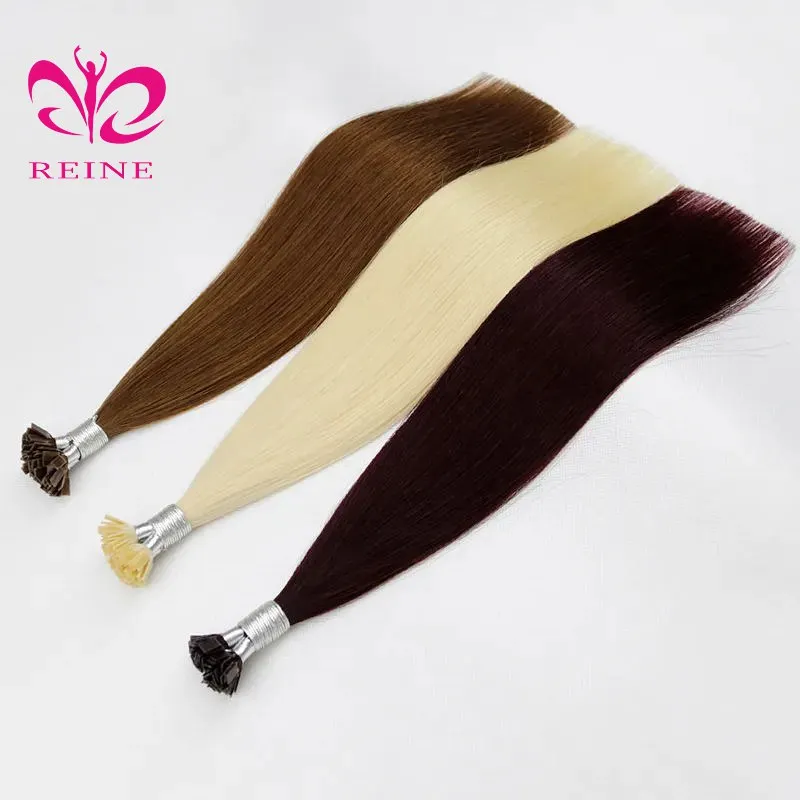 Straight Flat Tip Hair Extensions Natural Real Human Hair Extensions Keratin Capsule 50pcs/ Set Brown Blonde Color 12-30inches