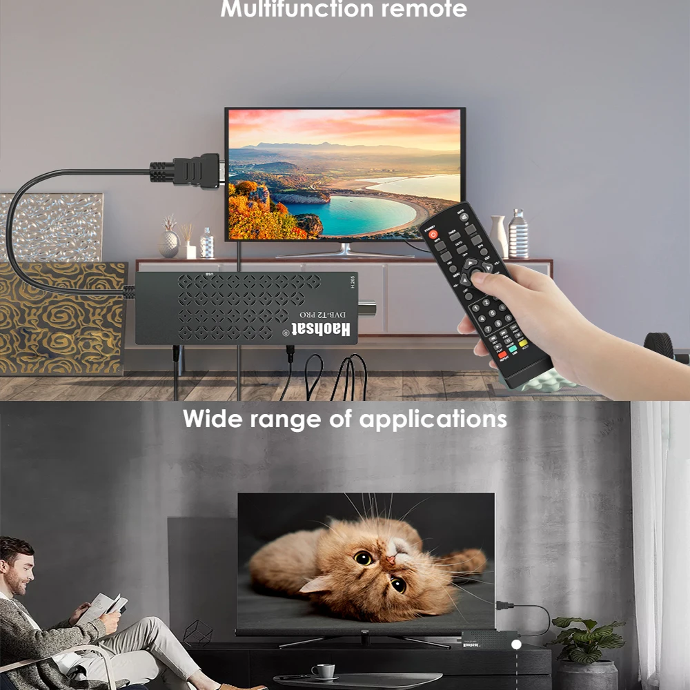 Haohsat DVB T2 Pro Digital USB WIFI 1080p Hevc 10Bit H.265 Amazon Fire TV Stick 4K For Russia Poland Italy Germany France Spain