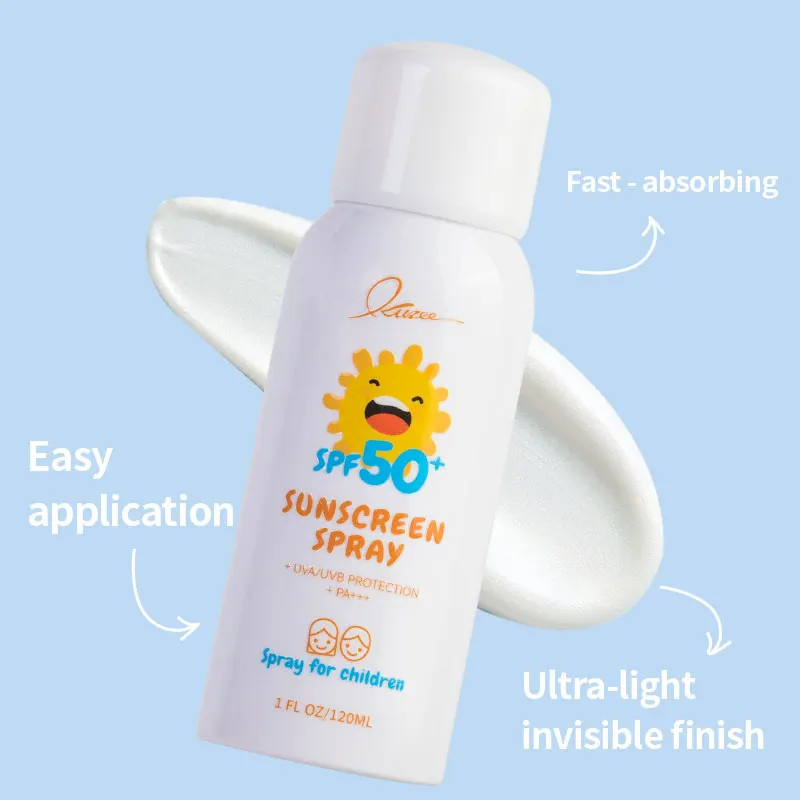 Custom Private Label UV Protection Sun Block Face Body Skin Real Spf 50+ Mineral Baby Sunscreen Spray With Zinc Oxide