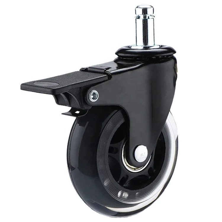 Office Chair Wheels 2.5 Inch 3 Inch Rubber Replacement Casters Safe for All Floors Brake Black Color