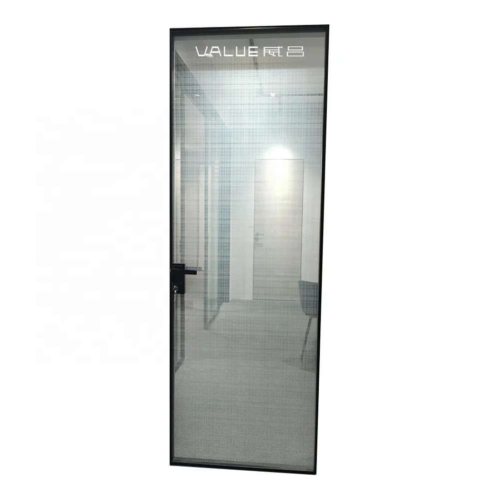 Frame Interior Flush Door Design High Guality Aluminum Frosted Glass Modern Swing Entry Doors Aluminum Alloy and Glass Finished