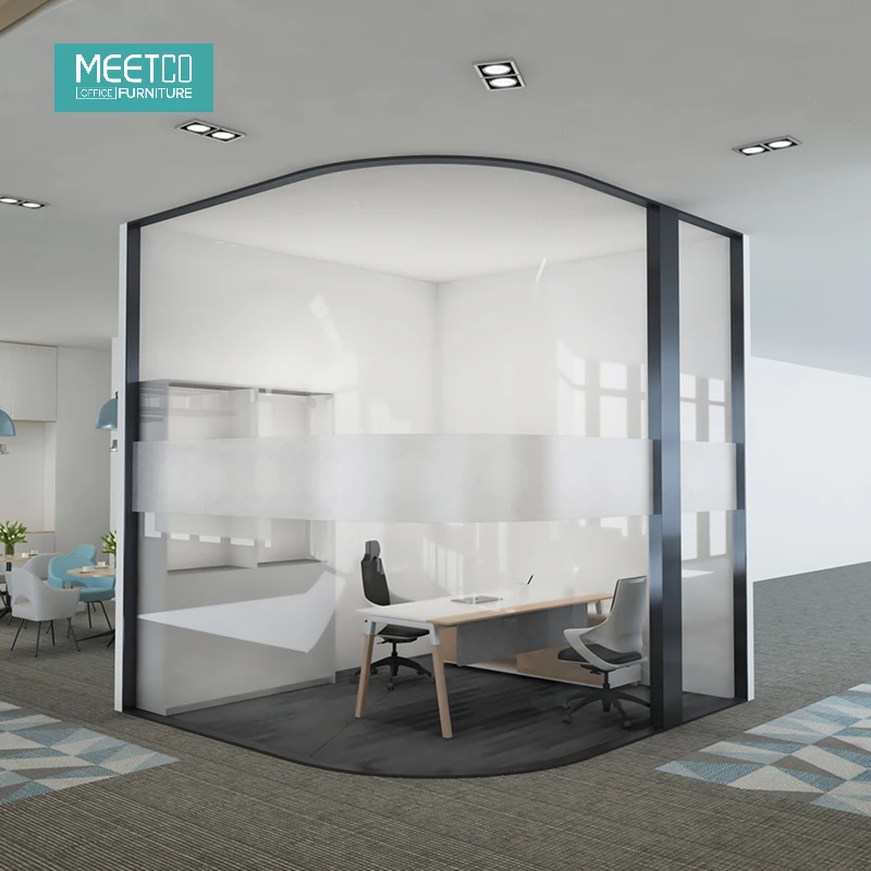 Meetco Modular Office Double Glass Walls Aluminum Frame Full Height Interior Office Glass Wall Partition With Bl
