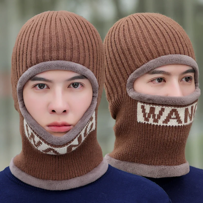 Hot Sell Knitted Hat and Scarf Neck Warmer Winter Hats for Men Beanie Hat Warm Sports Caps Adult Acrylic Opp Bag Plush Male CUQI
