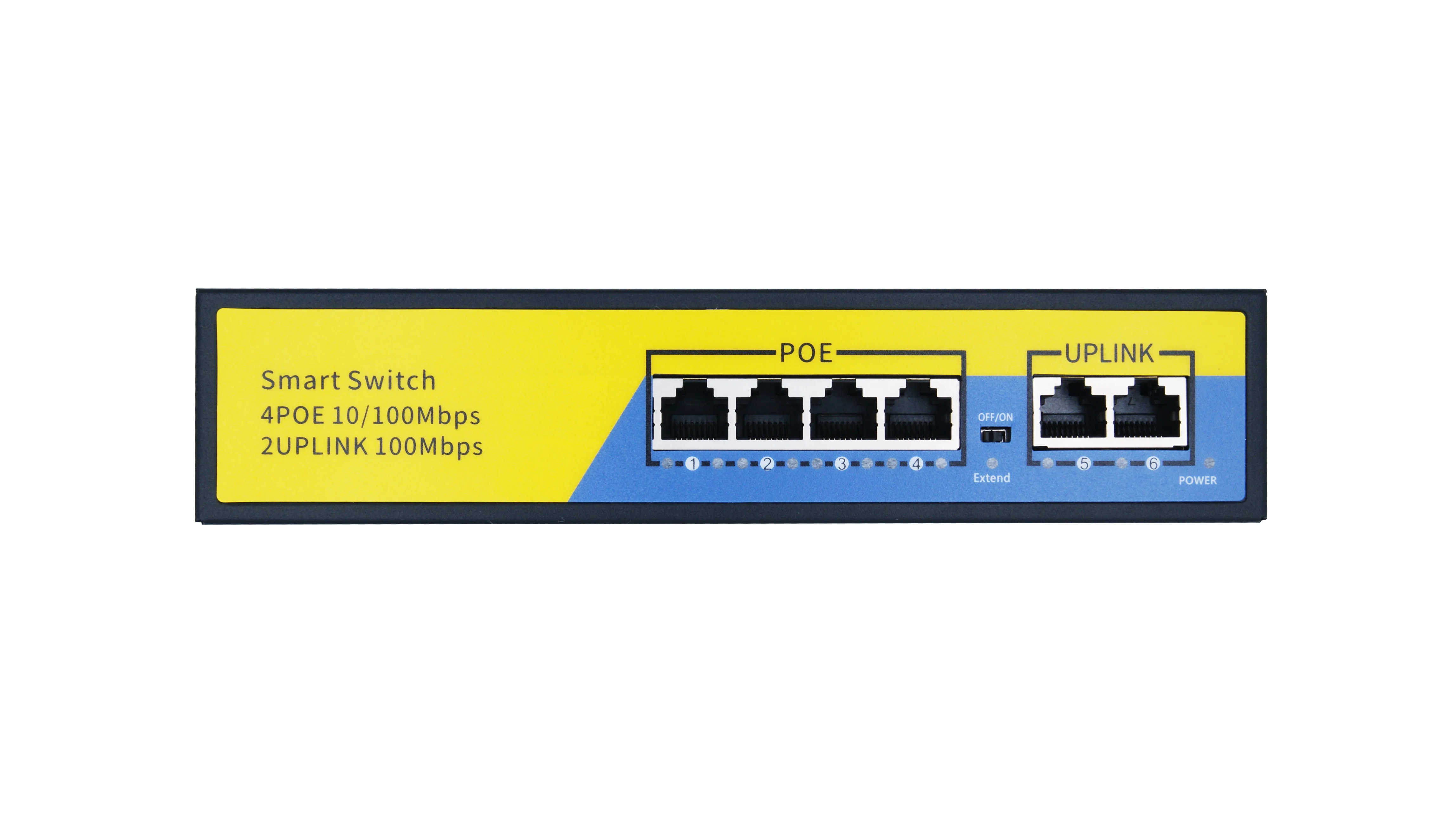  POE коммутатор с 4 портами RJ45 2 Uplink Plug and Play металлическая 802.3AT/AF 100 Мбит/с 250 м 1G полоса пропускания система