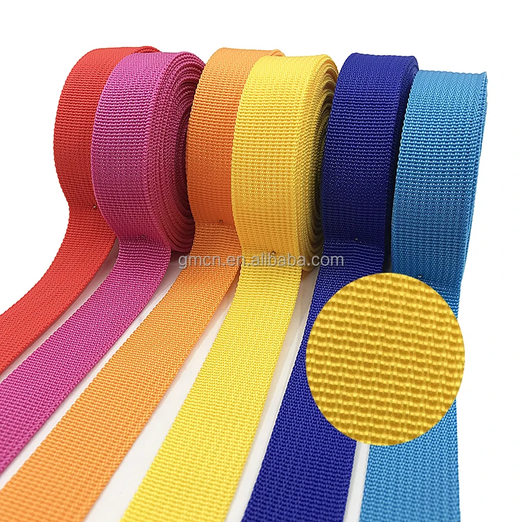 High quality webbing strap bags 20mm-50mm in stock multi-color 600D pit webbing strap pp polypropylene bags strap webbing
