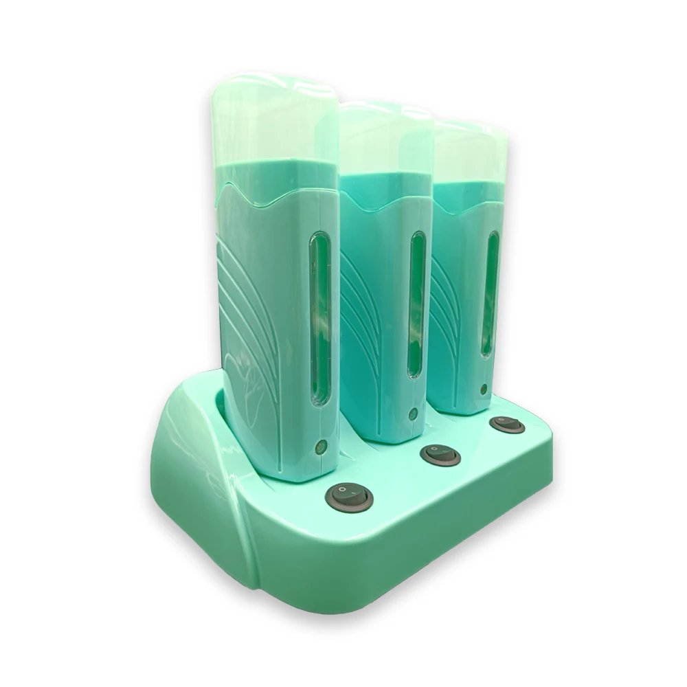 Custom Color Triple Wax Warmer Triple Roller Wax  Cartridge Wax Heater With Base For Body Hair Removal