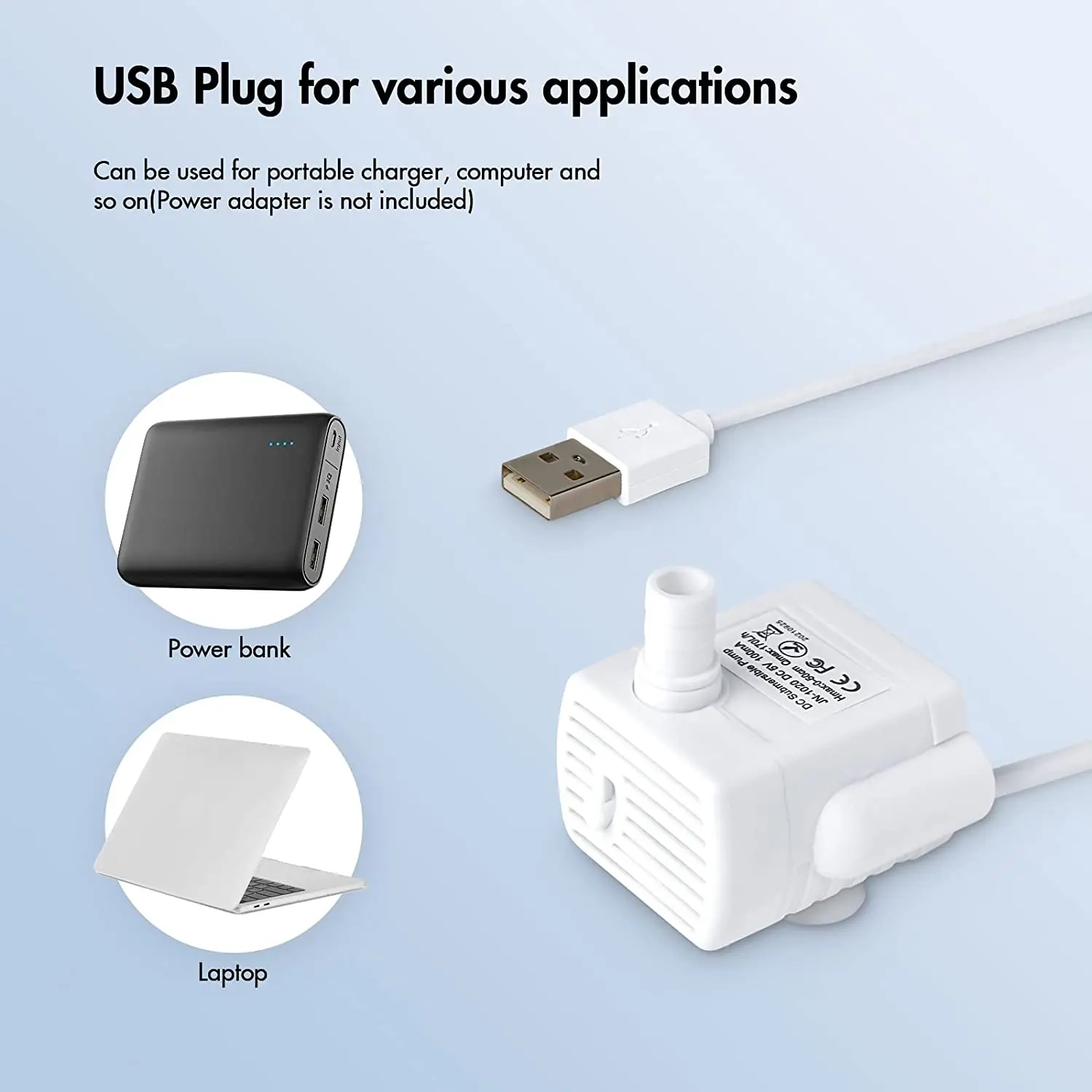 Cat Water Fountain Pump Replacement for Pet Water Fountains Ultra Quiet Long Lifespan with 6 ft Power USB Cable