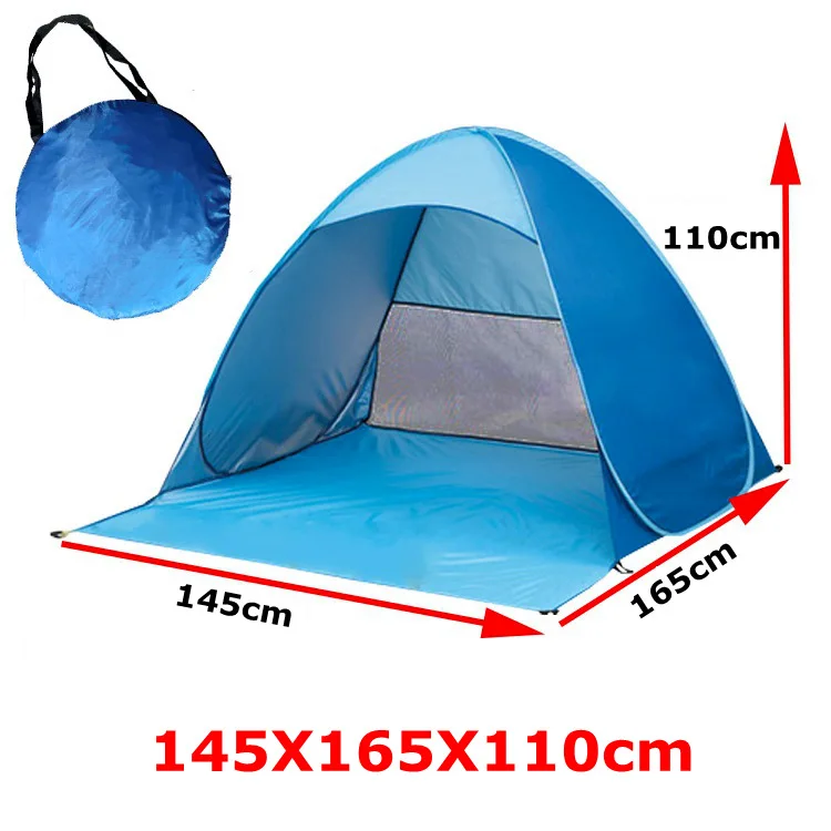 Anti-UV Sun Shade Shelter Pop Beach Umbrella Convenient 3-4 Person Portable Automatic Quick Setup Camping Beach Tent