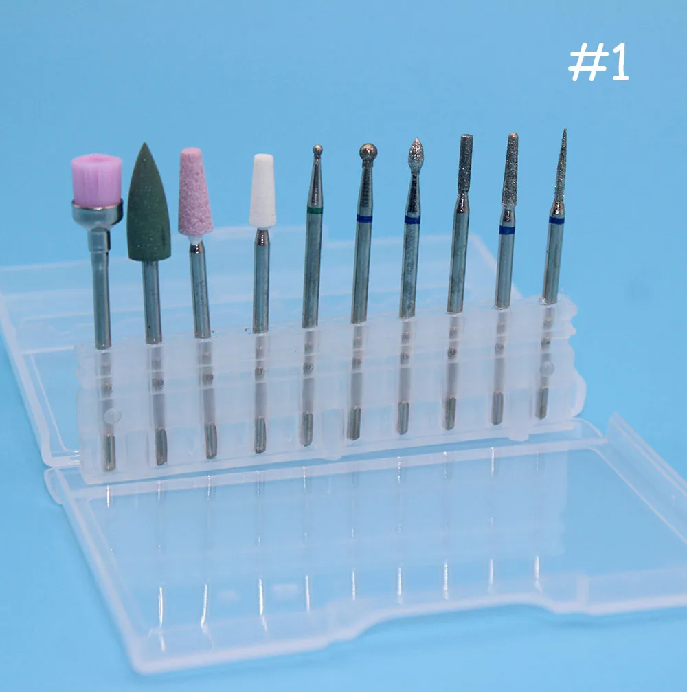 
2021 Amazon Trending nail drill bit set 10 pieces comboo carbide ceramic diamond bit set kit 
