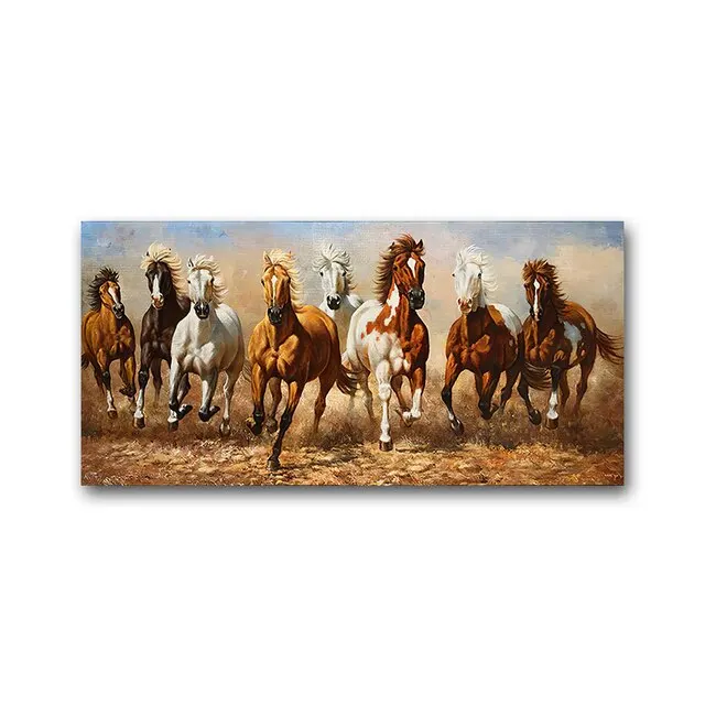 Modern Custom Large White Running Horses Canvas Wall Art Decor Printed Oil Painting Poster Prints for Home Living Room
