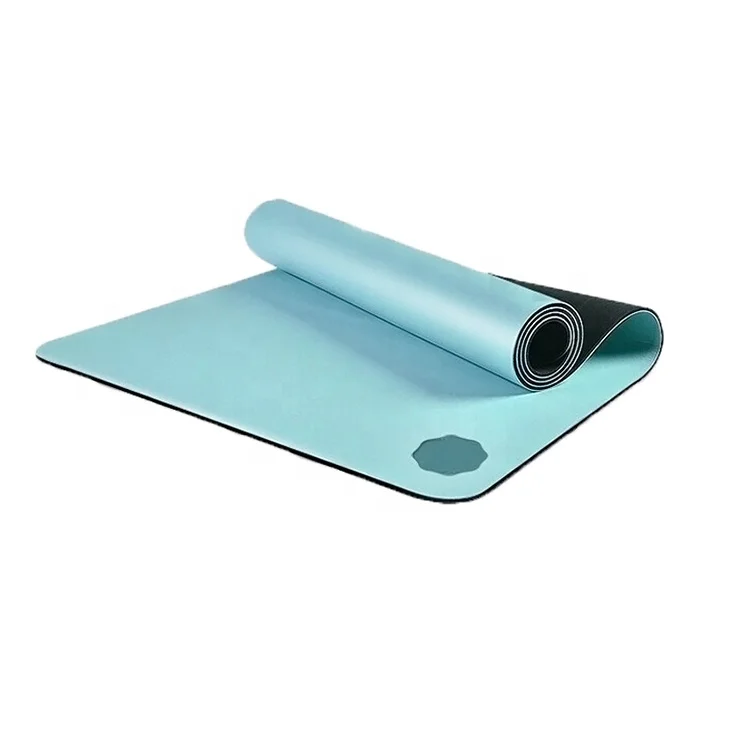 non slip Wet grip laser etched Alignment logo Eco friendly Cushion rubber Black chakra custom color leather PU Rubber yoga mat