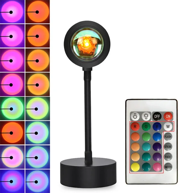 Дешево светодиодный закат красочные пол Радуга проекционной лампы дистанционного управления Rgb 16 видов цветов украшения дома лампа с приложением