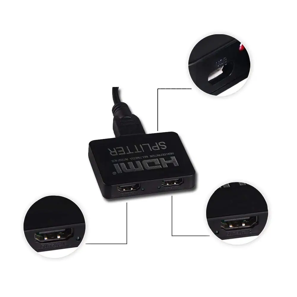 4K HDMI Splitter 2port 1 in 2 Out extend display Amplifier Dual Monitors 3D