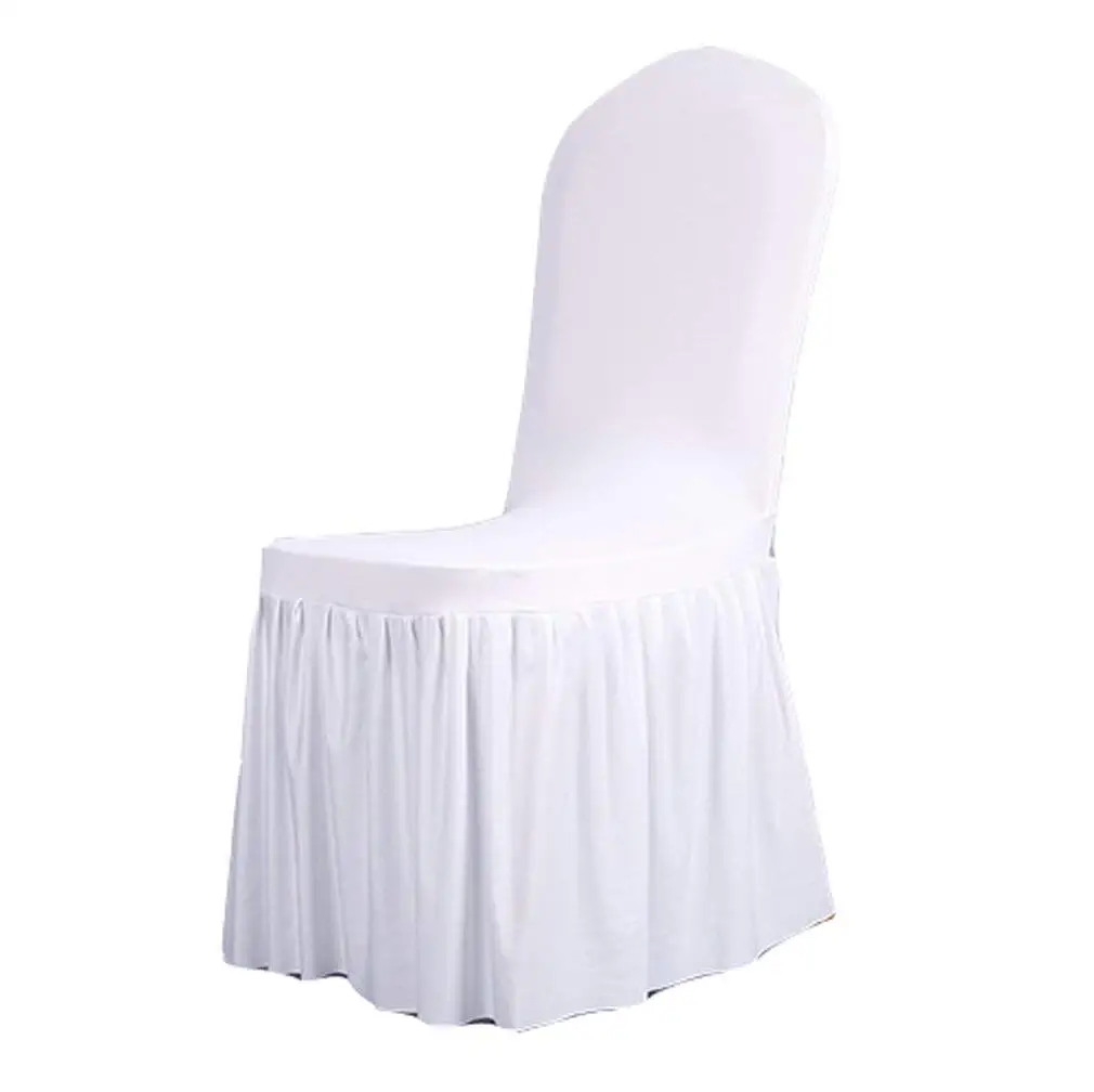 Hot sale Colorful Solid Cheap White Stretch Spandex Dining Skirt Chair Covers for Banquet Party Events Wedding Decorations