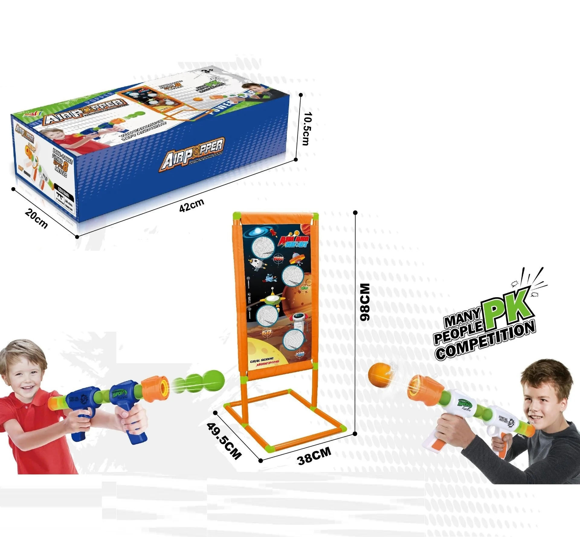 2 In 1 Space Flying Saucer Soft Bullet Air Soft Bullets Shooting Gun 2 Players Fighting Outdoor Toys For Kids