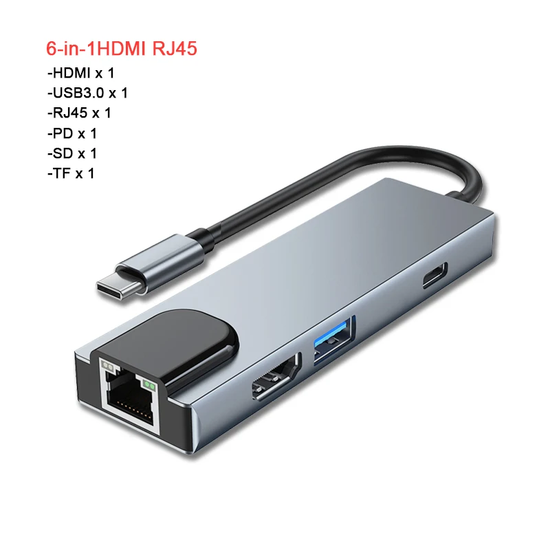 type c to hdmi rj45 multi dock station usb 3.0 splitter for home several ports usb hub