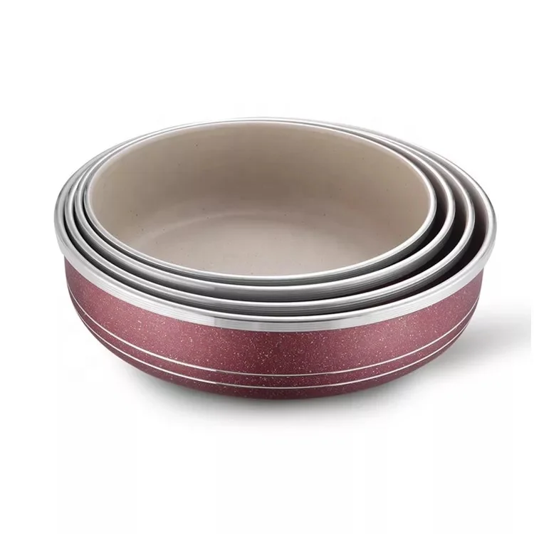 Алюминиевая антипригарная мраморная круглая кастрюля и сковорода 24/26/28 см с дном