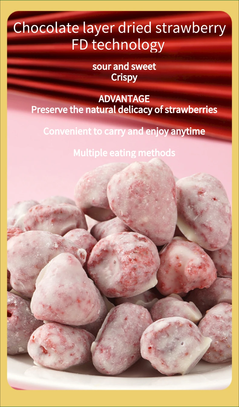 Bulk Wholesale China Dry Fruit Crispy FD Strawberry Chocolate Covered Dried Fruit