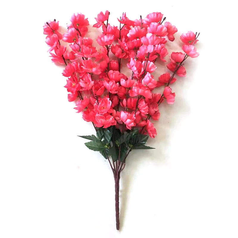 Artificial Flowers Peach Blossom Simulation Peach Branches Centerpiece Flower  Bouquets Faux Spring Silk  Peach Petal Plants