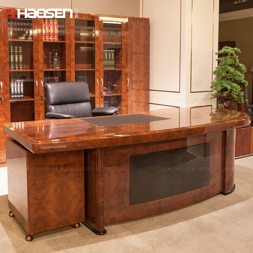 Good quality Business director Working executive office table curved desk and chairs manufacturer