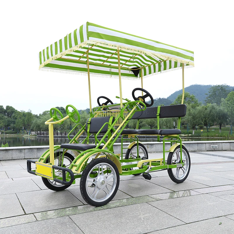 Hot sale good quality 2 person 4 wheel sightseeing tourism tandem surrey bike quad bike 5 person
