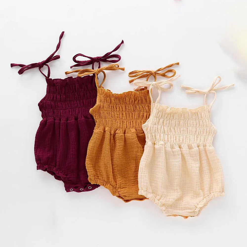 Summer Baby Girl Linen Cotton Rompers Newborn Rompers Diaper Cover One Piece Suit Toddlers Loungewear Homewear Manufacturer