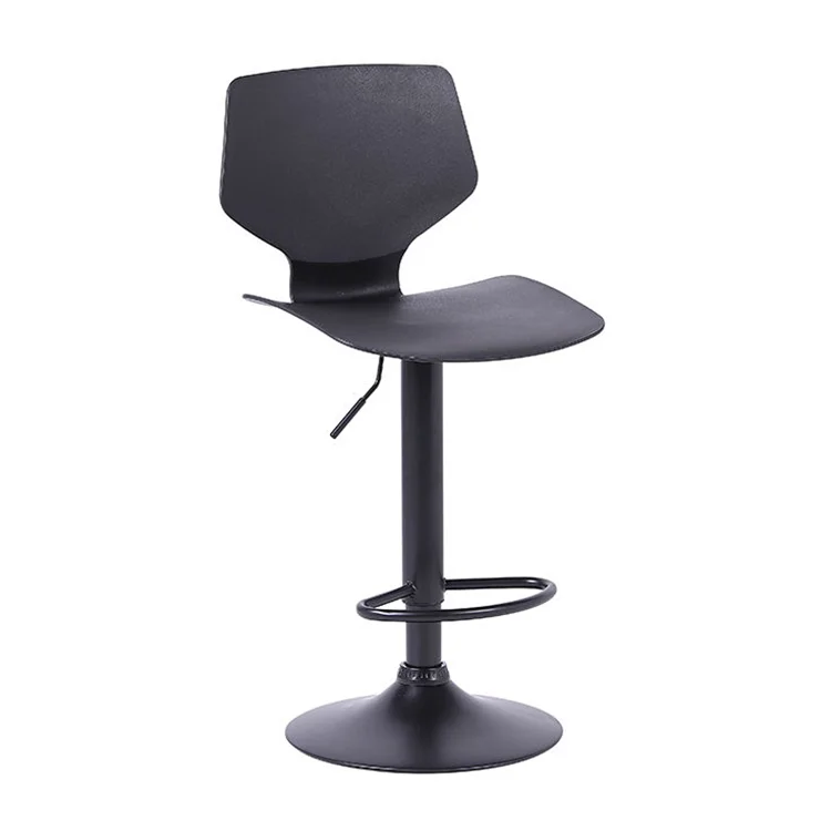 Modern Nordic New Design Seat Adjustable Pu Leather Black Swivel Bar Chair Bar Stools With Back  Dining Chair