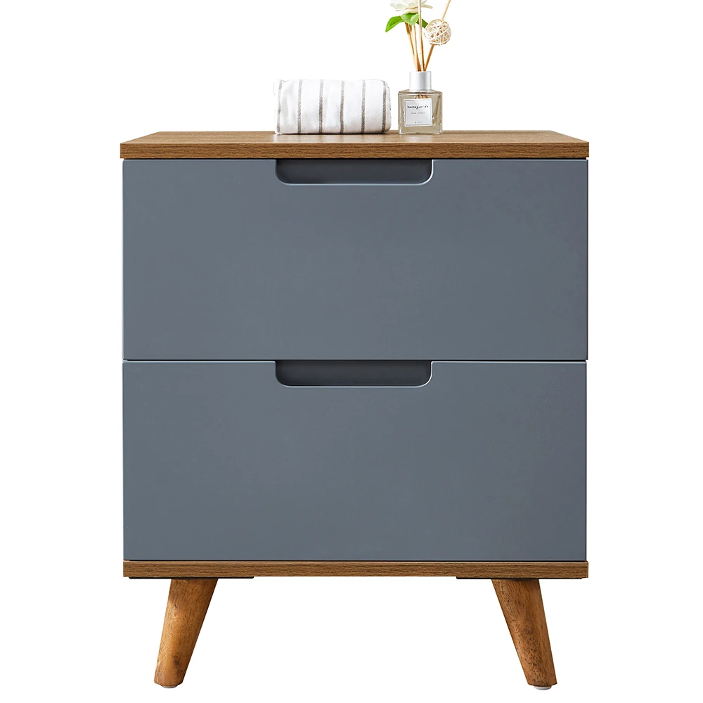 2023 seller Home Styles Nightstand in Wooden Feature, Lacquer Drawers, Plank Top Design with Two Drawer Night Stand