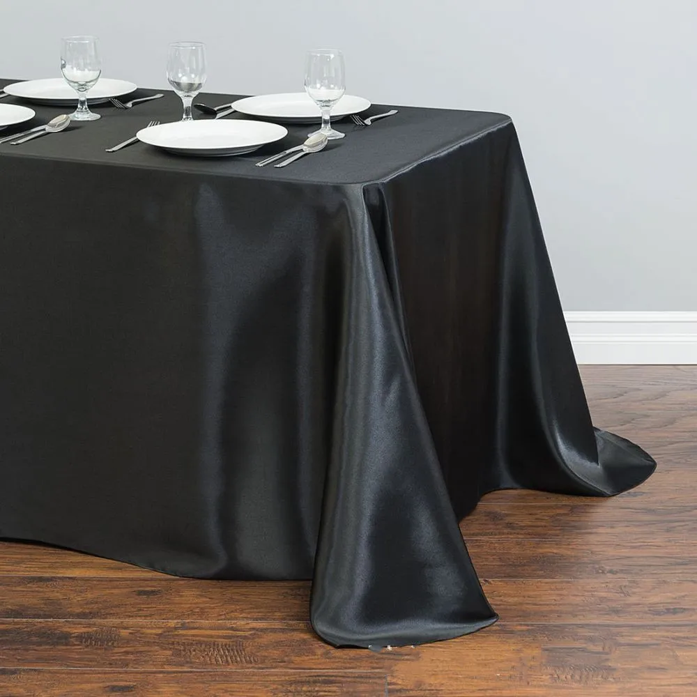 Wholesale Rectangular Satin Tablecloth Banquet Linen Wedding Party Restaurant Tablecloth