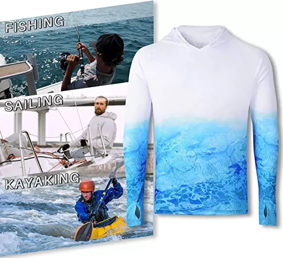 UV Protection Quick Dry Orange Sublimation Recycled Long Sleeve Fishing Hoodie Shirt With Hood