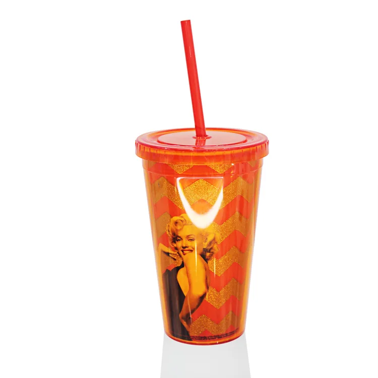 BPA Free 16oz glitter PS double wall tumbler