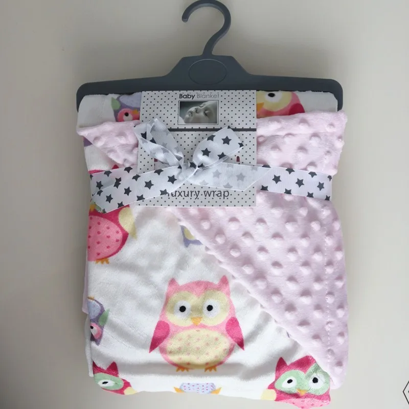 2 layers 3D dot cartoon whale minky coral fleece soft thermal toddler child winter baby blanket kids back seat cover baby quilt