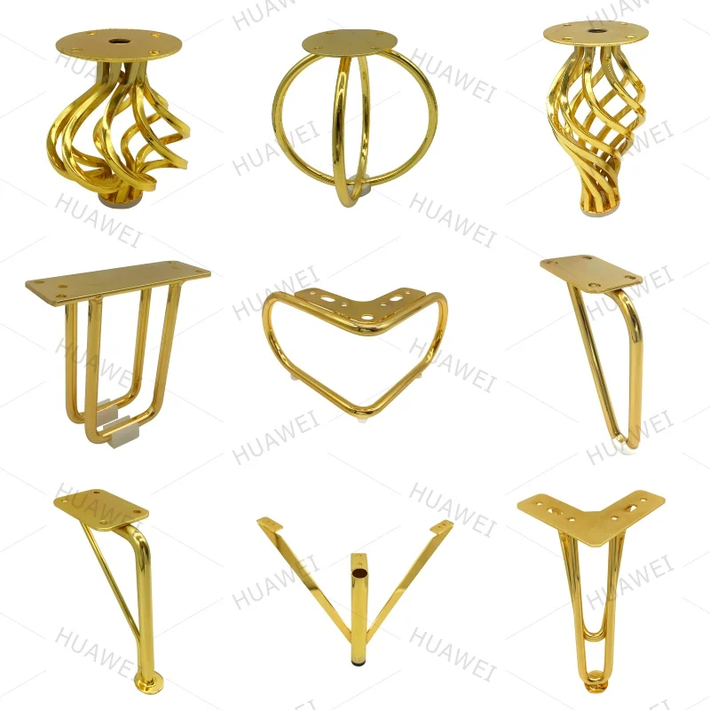 HUAWEI Wholesale Furniture Hardware Accessories Y Shape Sofa Feet Gold Cabinet Bed Leg Metal Sofa Legs