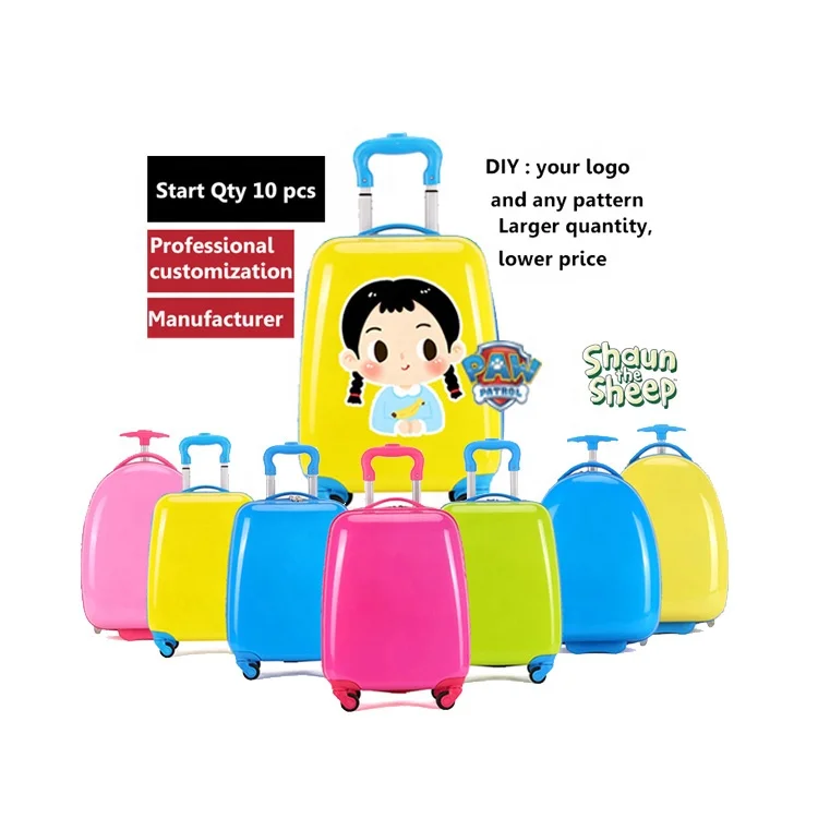 Custom Children Printing Hard Shell Abs Pc 3D children carry on travel bags trolley suitcase luggage sets for kids