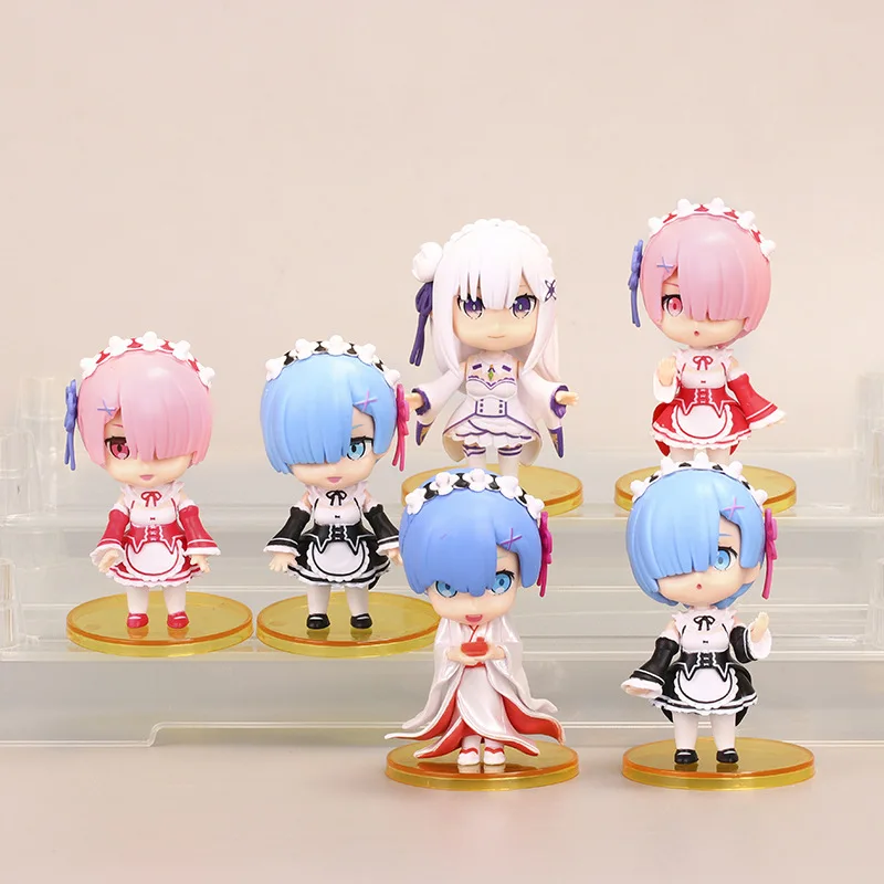 Japanese famous anime Life in a different world from zero action figure Rem Ram 6pcs/set figure doll toy for gift
