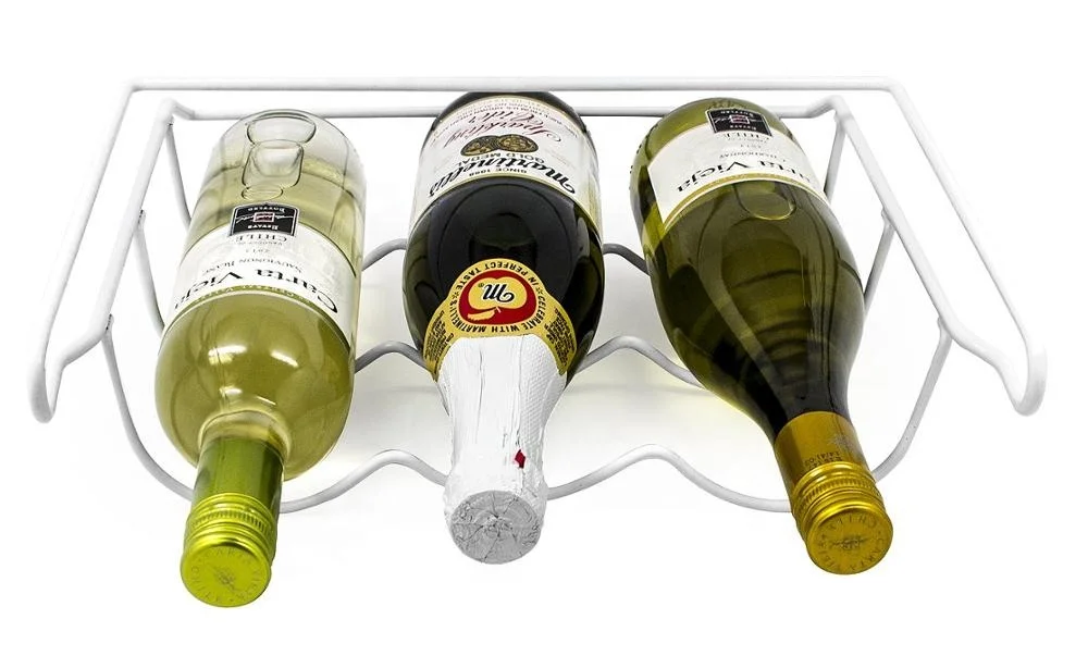 Double-Tier Metal Refrigerator Holder Standing Type Fridge Bottle Rack for 3 Bottles Beer or Wine