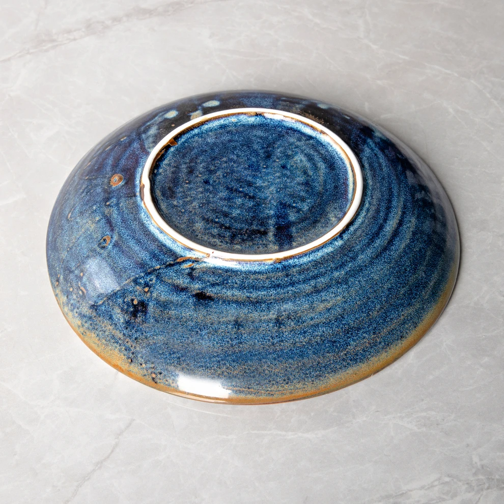 Керамическая тарелка для салата Современная посуда дома 8 дюймов глубоко-реактивный синий цвет круглые блюда и тарелки ресторана из скандинавского фарфора