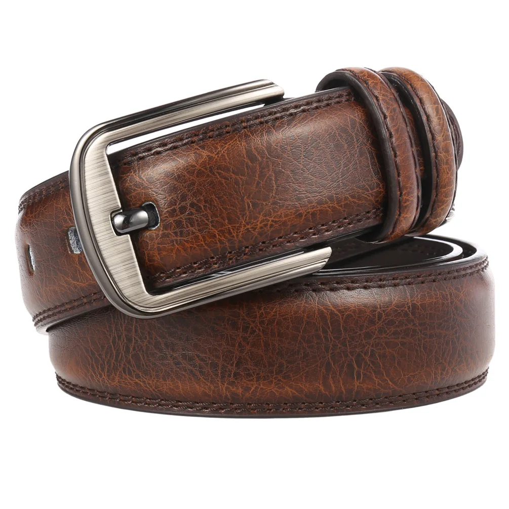Classic Black Brown Genuine Leather Belt Mens Casual Jeans Belt For Men