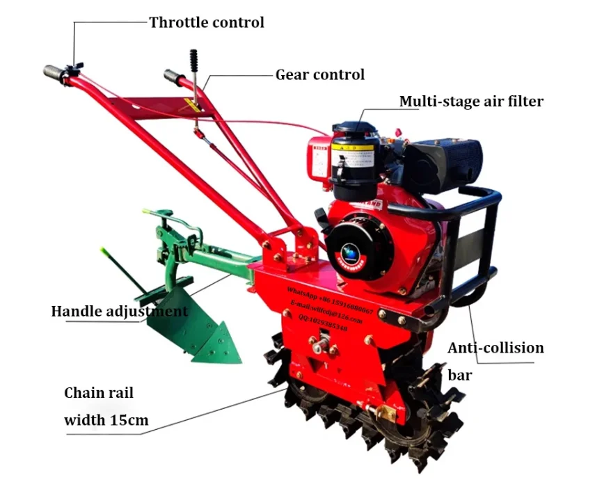 Four-Wheel Drive Gasoline Rotary Cultivator Agricultural Potato Corn Planter Garden Machine Weeding Soil Tiller Farm Plowing