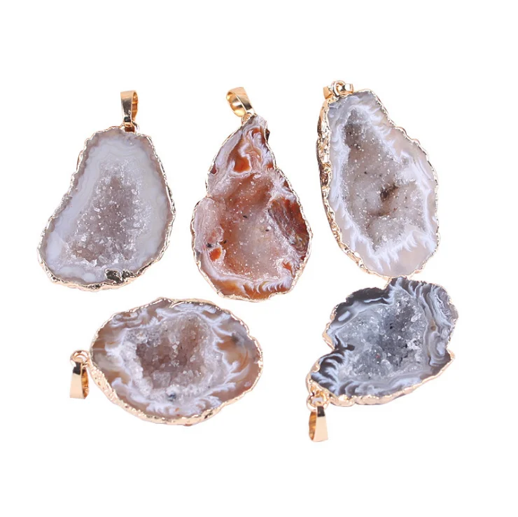 Wholesale natural crystal necklace pendant agate geode pendants