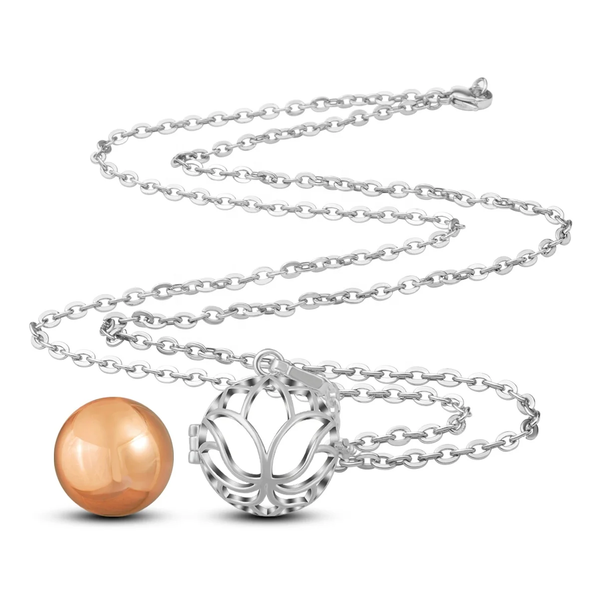 Popular Trending Silver Lotus Angel Chime Color Bola Cage Necklace Shenzhen Jewellery