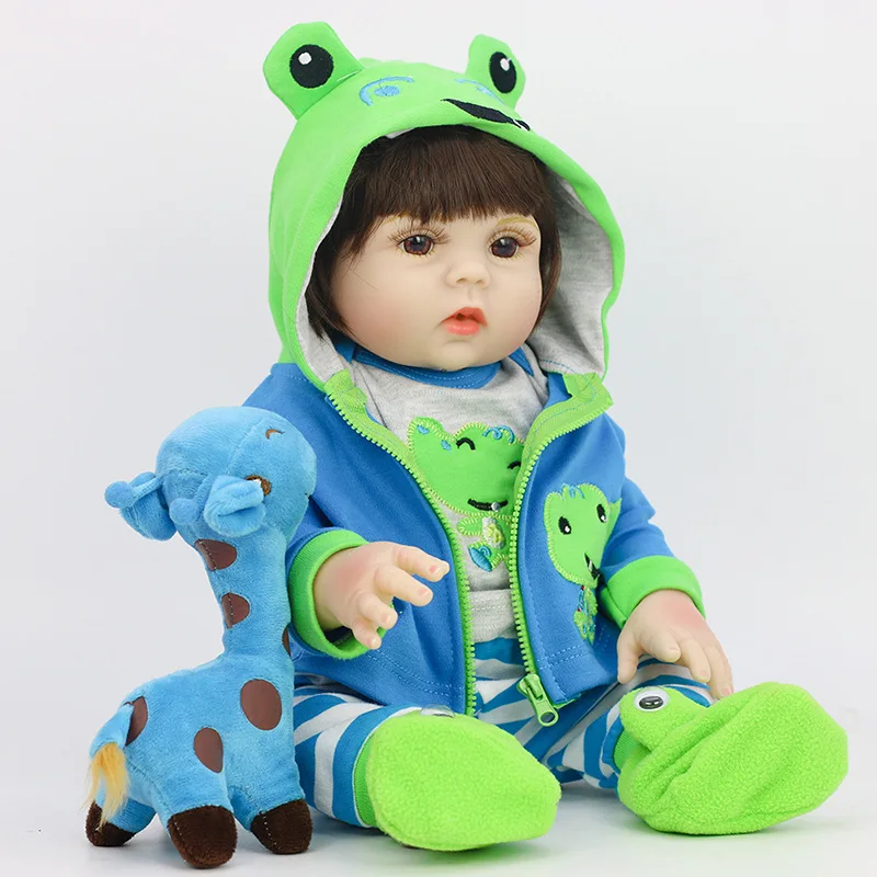 Reborn Baby Dolls 53cm Realistic Newborn Baby Dolls Lifelike Weighted Pee Reborn Dolls with Green Frog Outfits