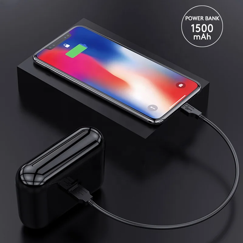 Q32 V5.0 беспроводной гарнитура двойной СПЦ Bluetooth наушники с 1500 мАч запасные аккумуляторы для телефонов